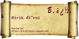 Birik Örsi névjegykártya